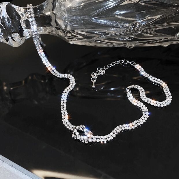 Women's Simple Cold Style Diamond Collar Design Necklaces