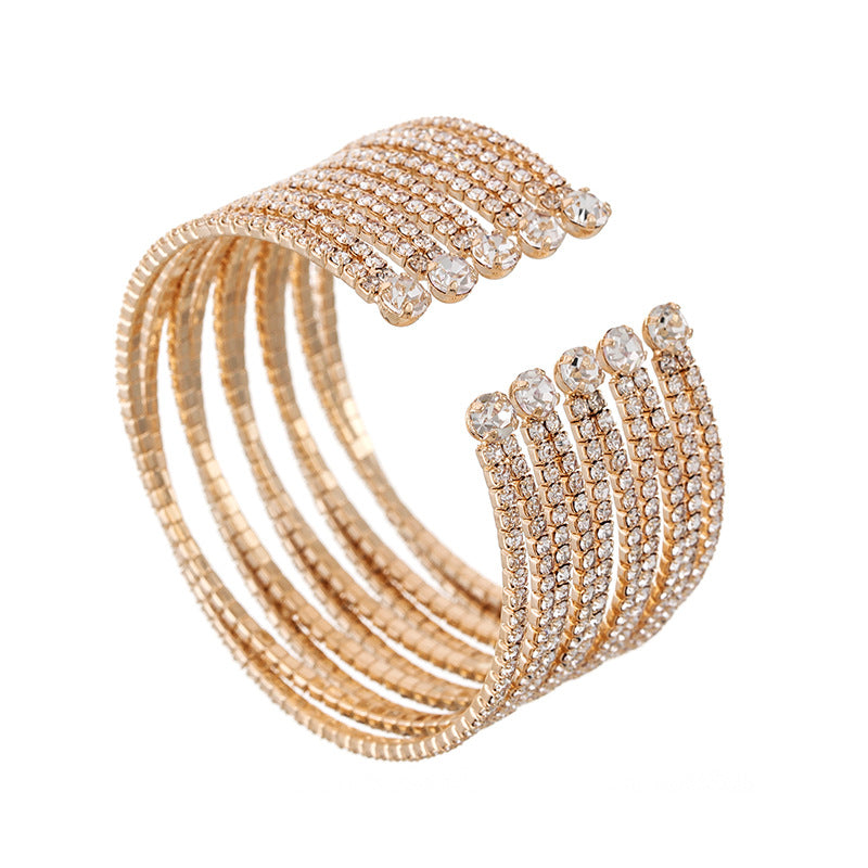 Steel Wire Wide Open Cross Elastic Combination Bracelets