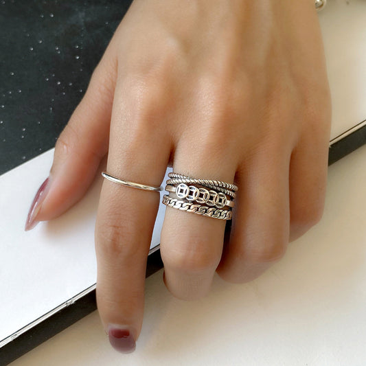 Women's Sterling Sier Ethnic Style Cai Amass Fortunes Rings