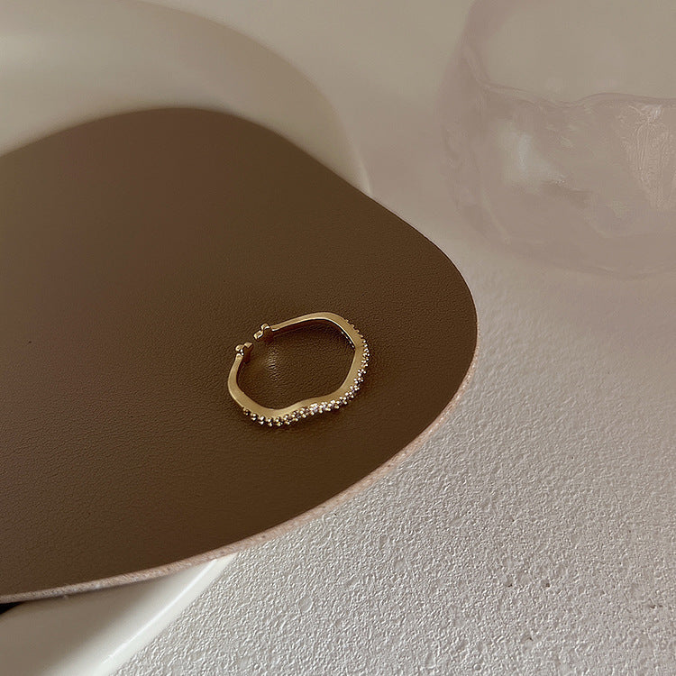 Style Vintage Zircon Dripping Oil Metal Open Suit Female Rings