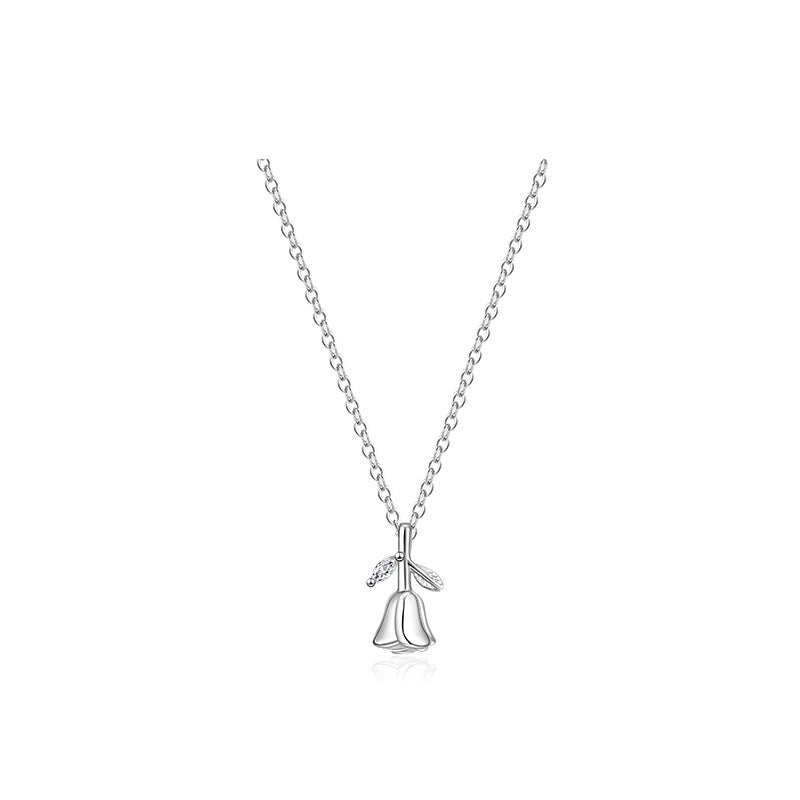 Collier avec pendentif tulipe pour femme, Niche en argent Sterling de Style coréen