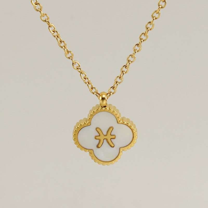 Colliers inoxydables de Constellation de coquille de trèfle en acier titane