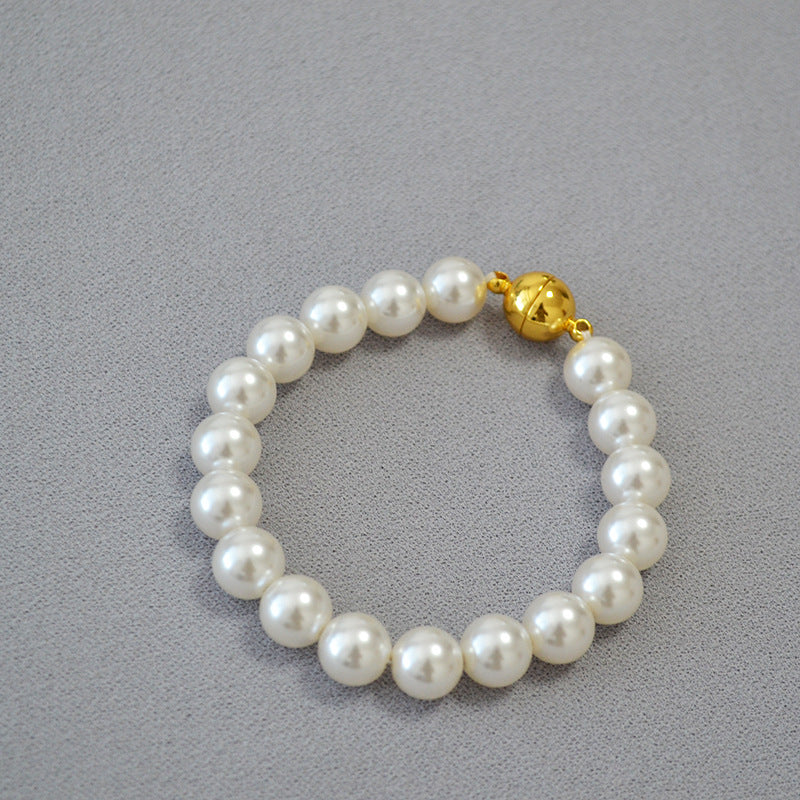 Colliers de pull à boucle magnétique pour femmes, à reflets circulaires, Imitation de perles