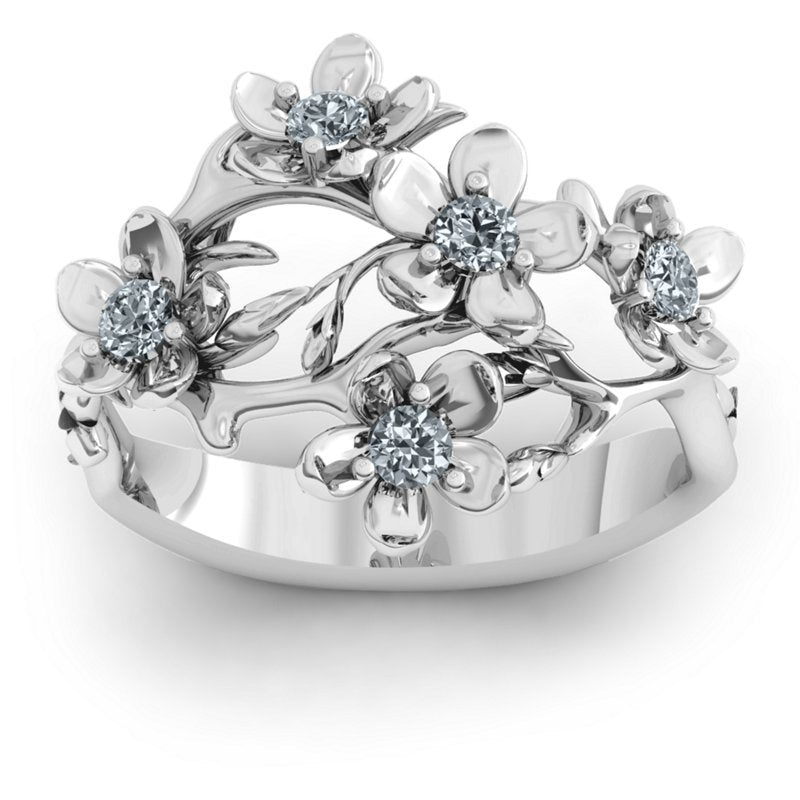Einfach passende Retro-Ringe mit Blumen-Zirkon für Damen