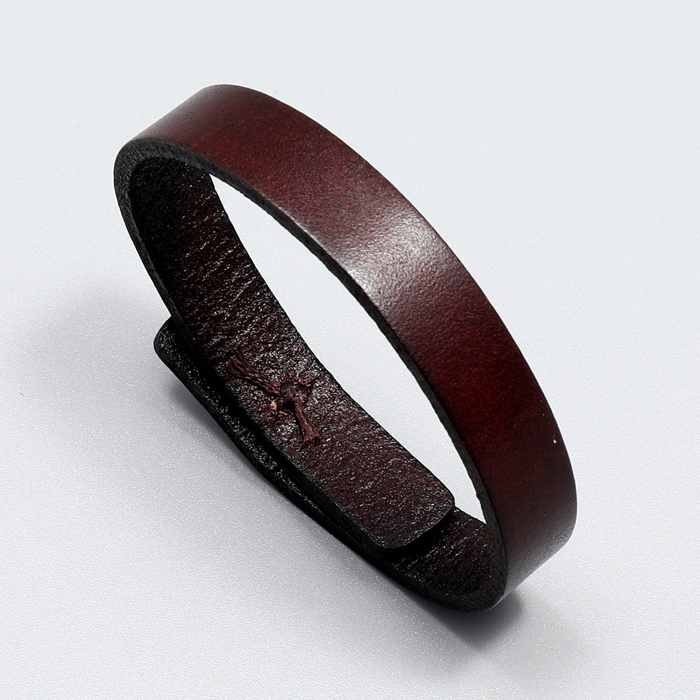 Damen & Herren & einfache Persönlichkeit Retro-Rinderleder beliebte Armbänder