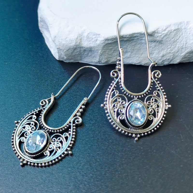 Brocade Bohemian Vintage Cutout Drop-shaped Antique Earrings
