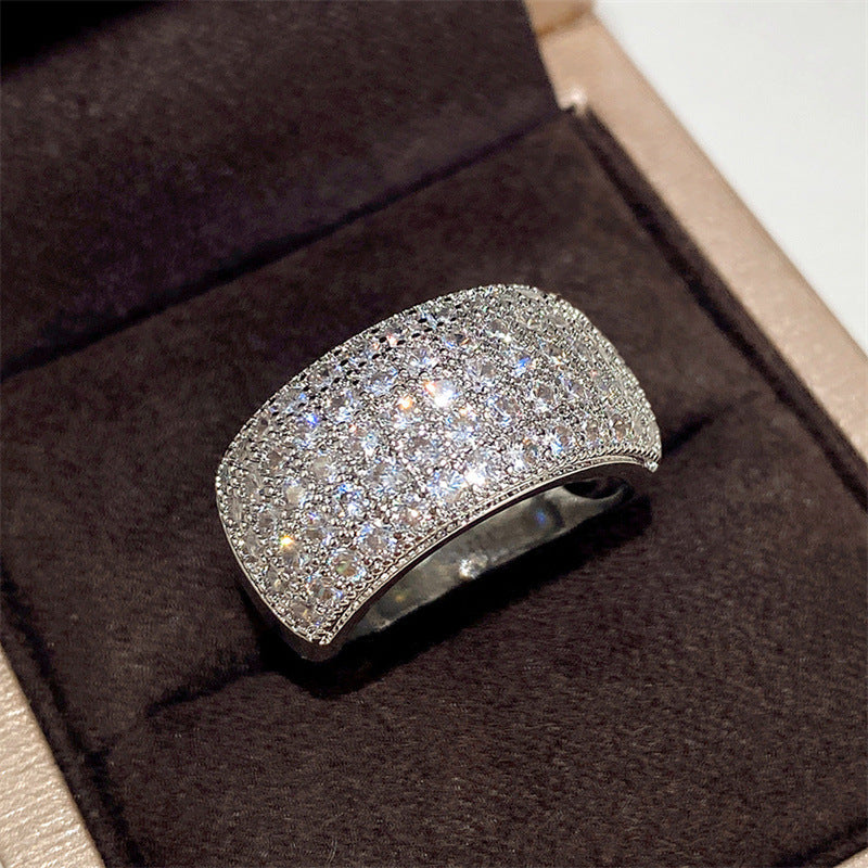 Women's Gold-plated Sparkling Full Rhinestone Half Circle Rings