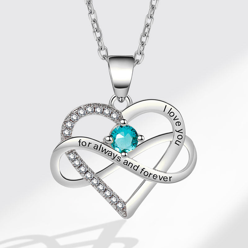Colliers simples en forme de coeur avec micro incrustation de mode lettrage