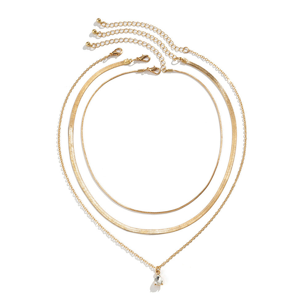 Colliers doux de chaîne de clavicule de tempérament de strass jumeau de Style froid