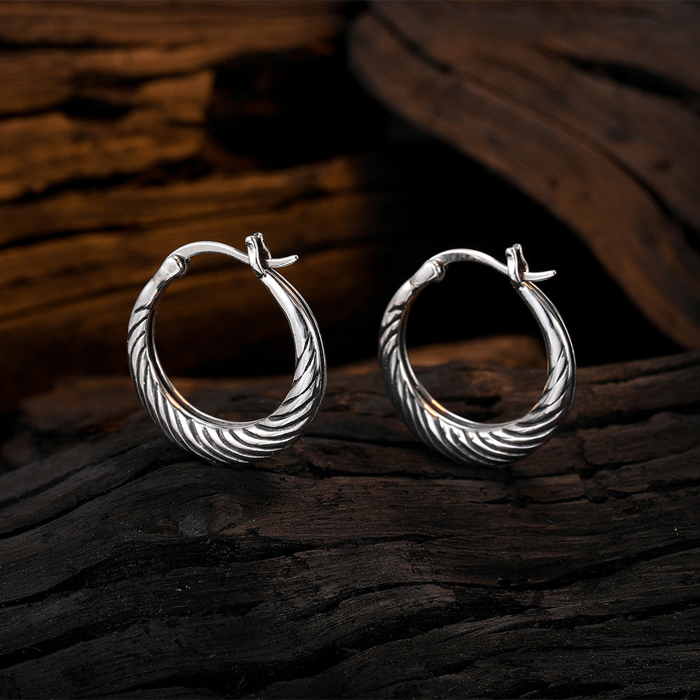 Rope Pattern Circle Retro Ear Clip Simple Earrings