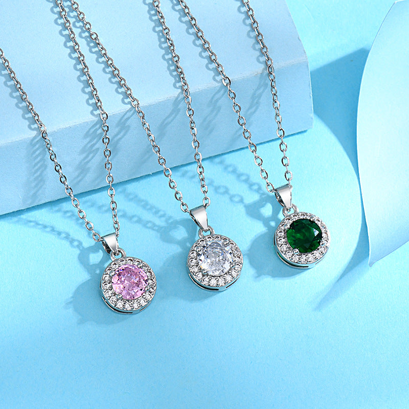 Fashion Zircon Round Colored Gems Female High Necklaces