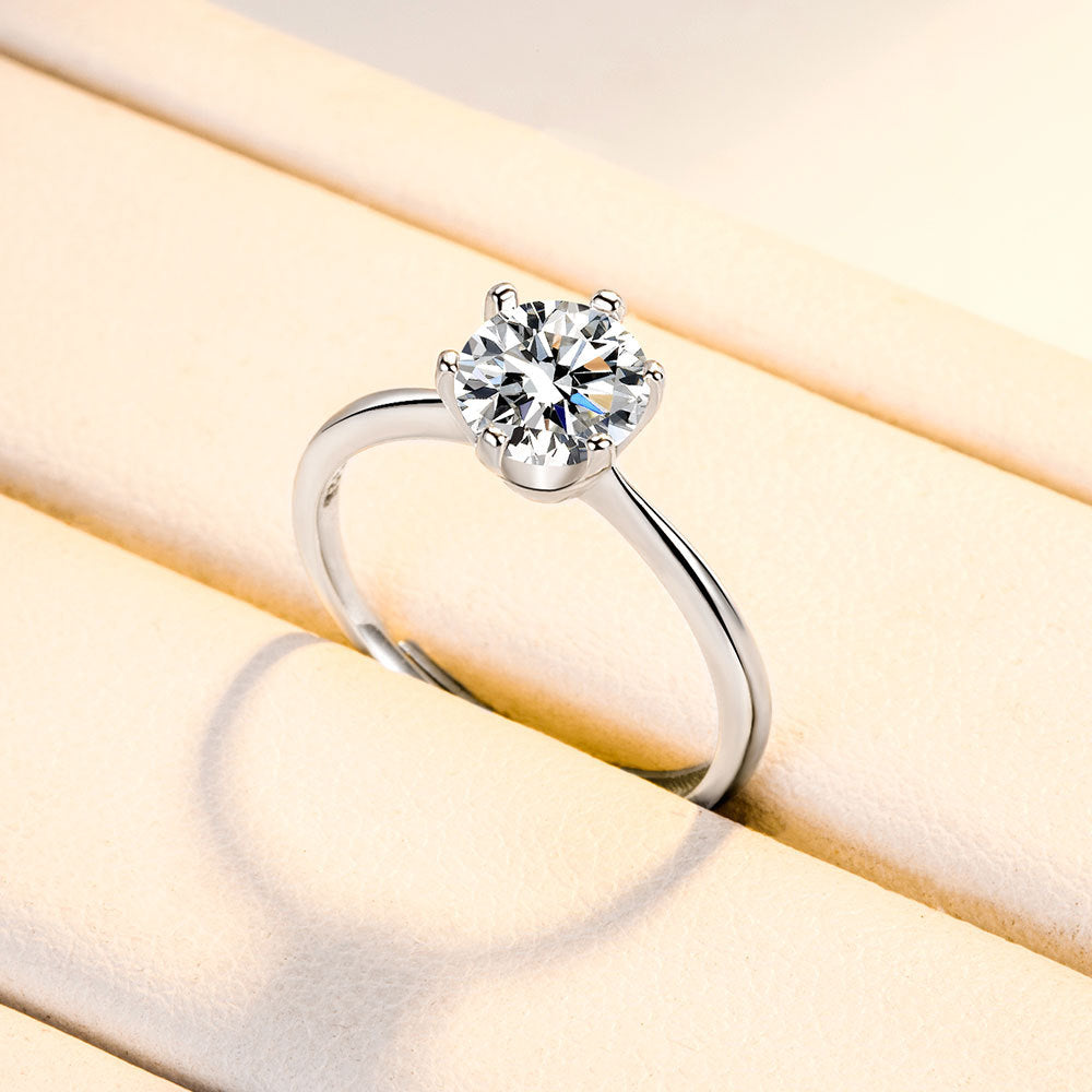 Zircon Female Six Claw Karat Open Rings