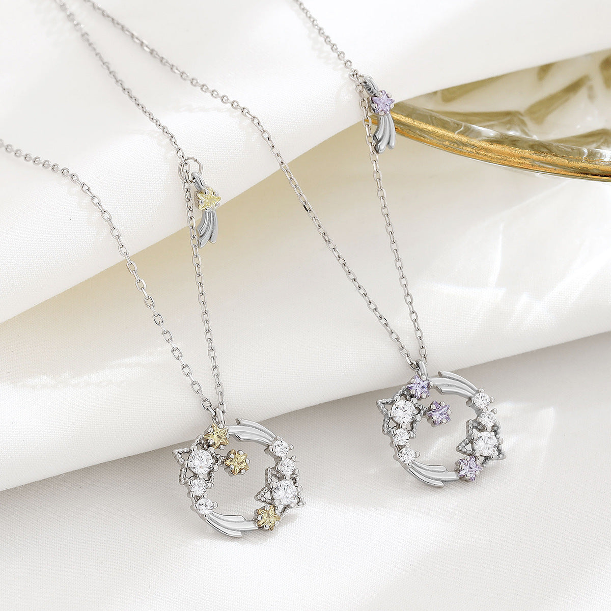 Sterling Silber Diamond Planet Temperamental Minority-Halsketten für Damen