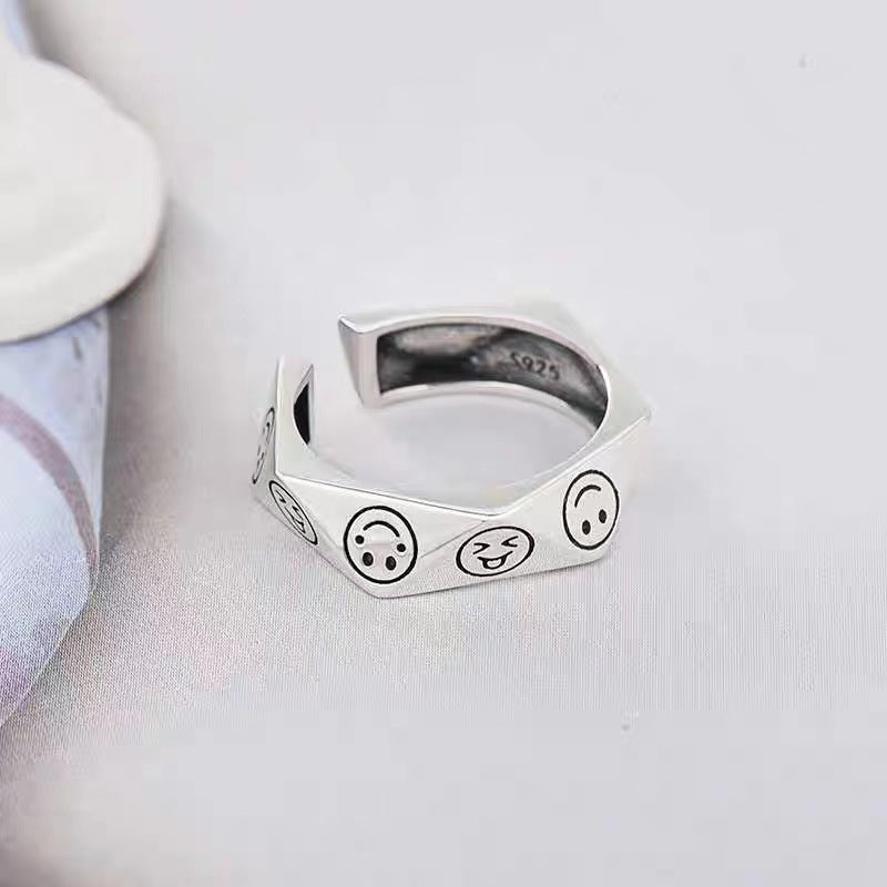 Smiley Retro Opening Design High-grade Simple Rings