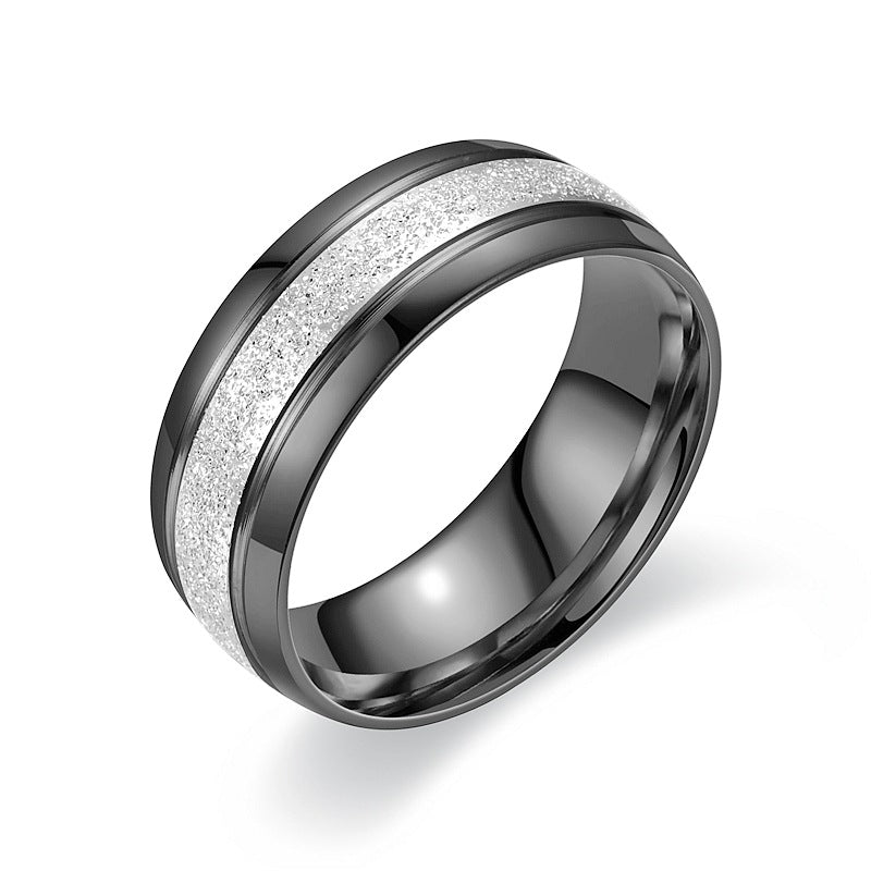 Herren-Titanstahl-Mode-einfache, mattierte, zweifarbige Ringe