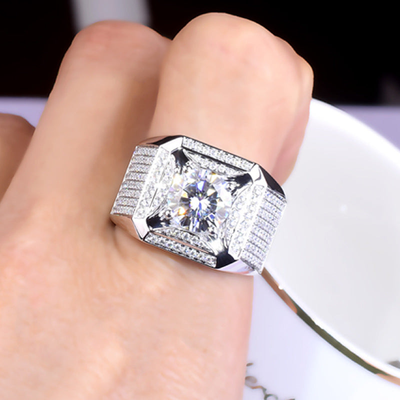 Luxuriöse breite Gentleman-Ringe mit Volldiamanten