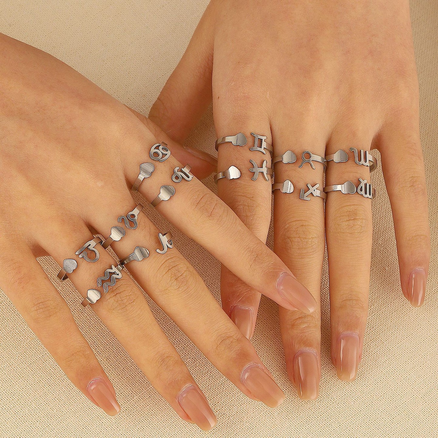 Konstellationen Dreidimensionale Liebe Kleine Finger Offene Ringe