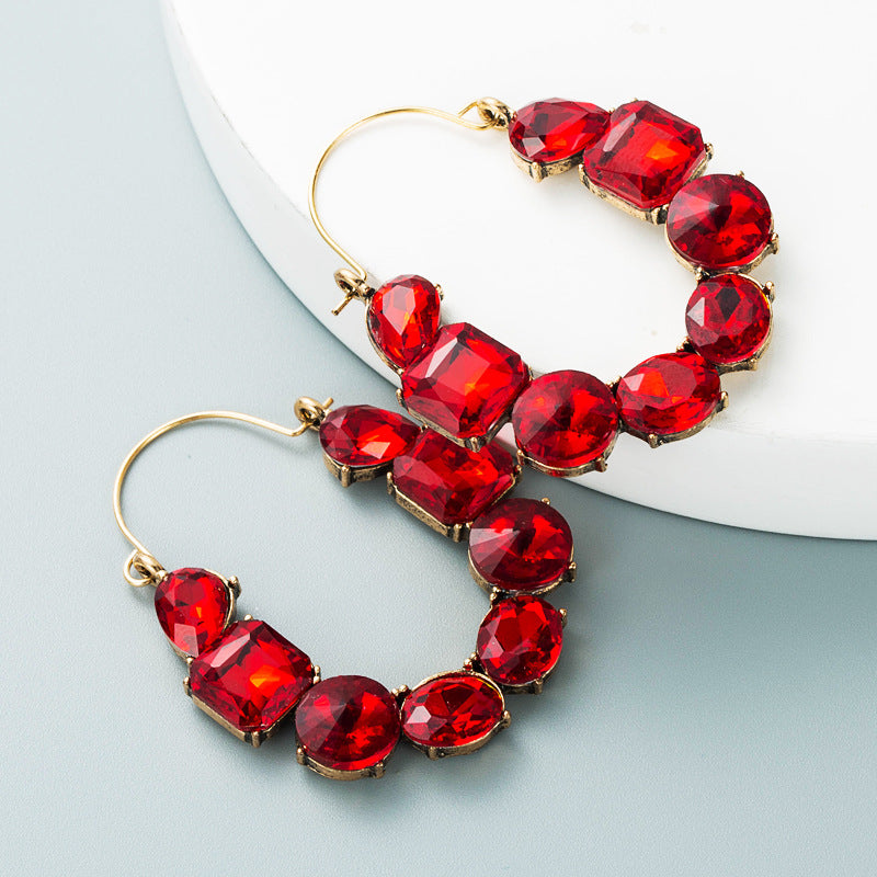 Alloy Inlaid Color Rhinestone Fashion Temperament Super Earrings