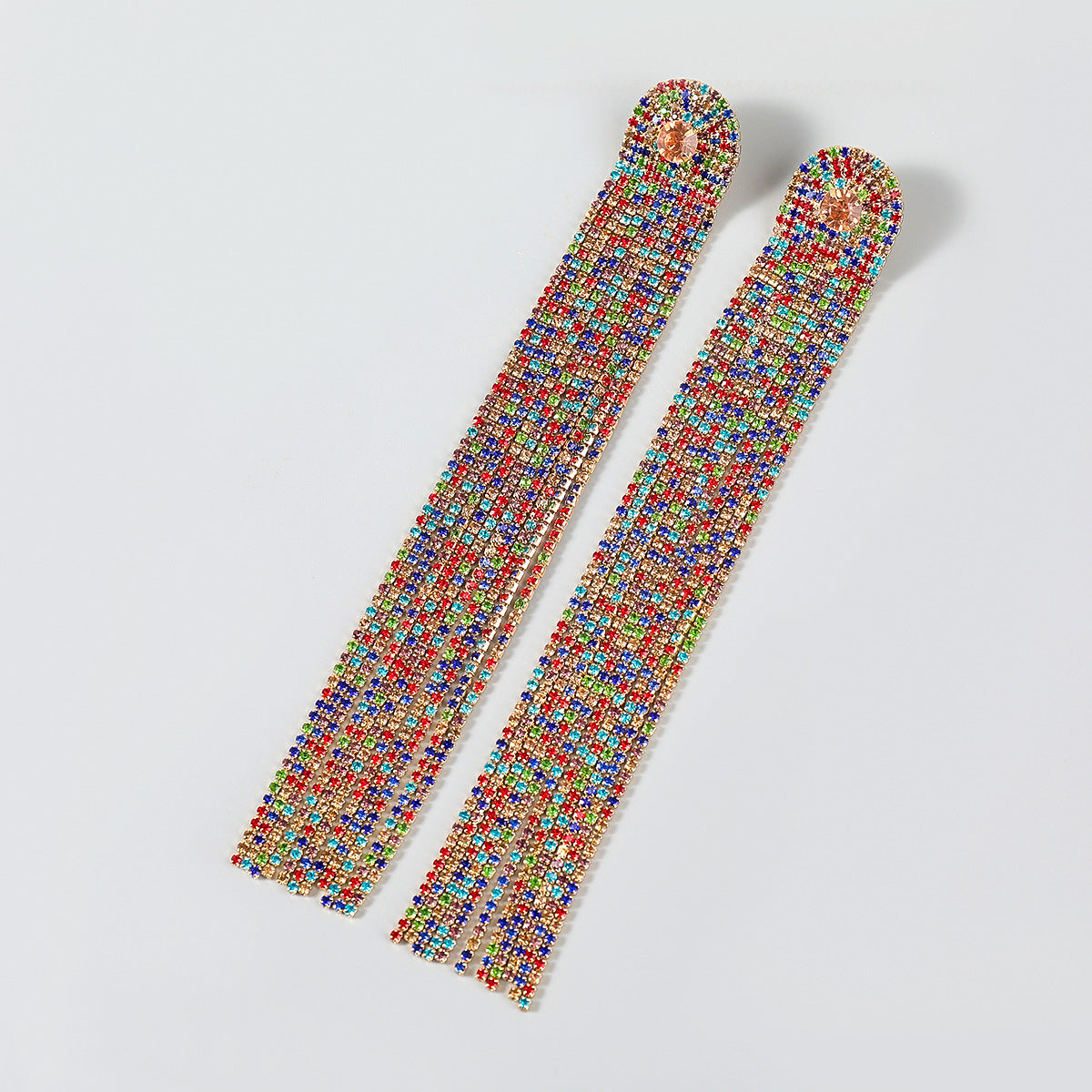 Alloy Diamond Rhinestone Long Fringe Trendy Earrings