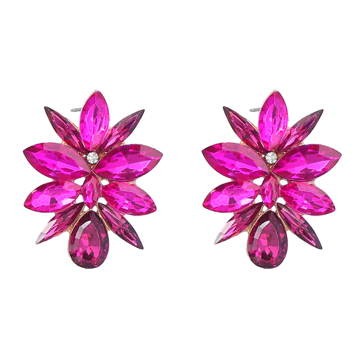 Stylish Colored Diamond Series Alloy Flower Earrings