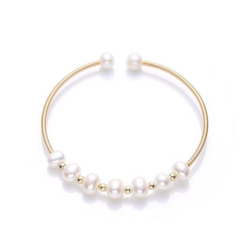 Female Temperament Elastic Gold Injection Open Bracelets