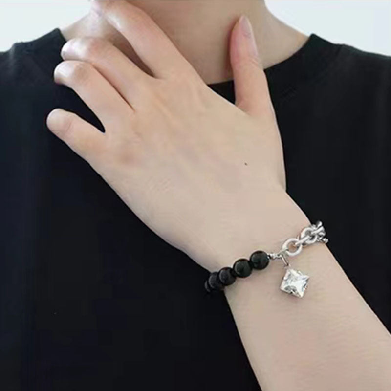 Damen & Herren & Wind Black Beaded Stitching Design Coole, beliebte Armbänder