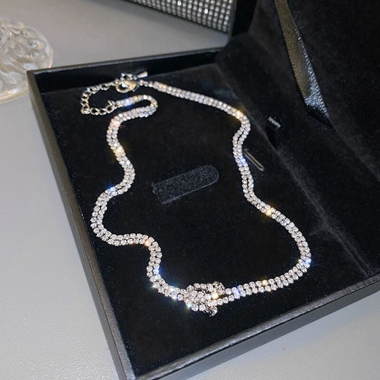 Women's Simple Cold Style Diamond Collar Design Necklaces