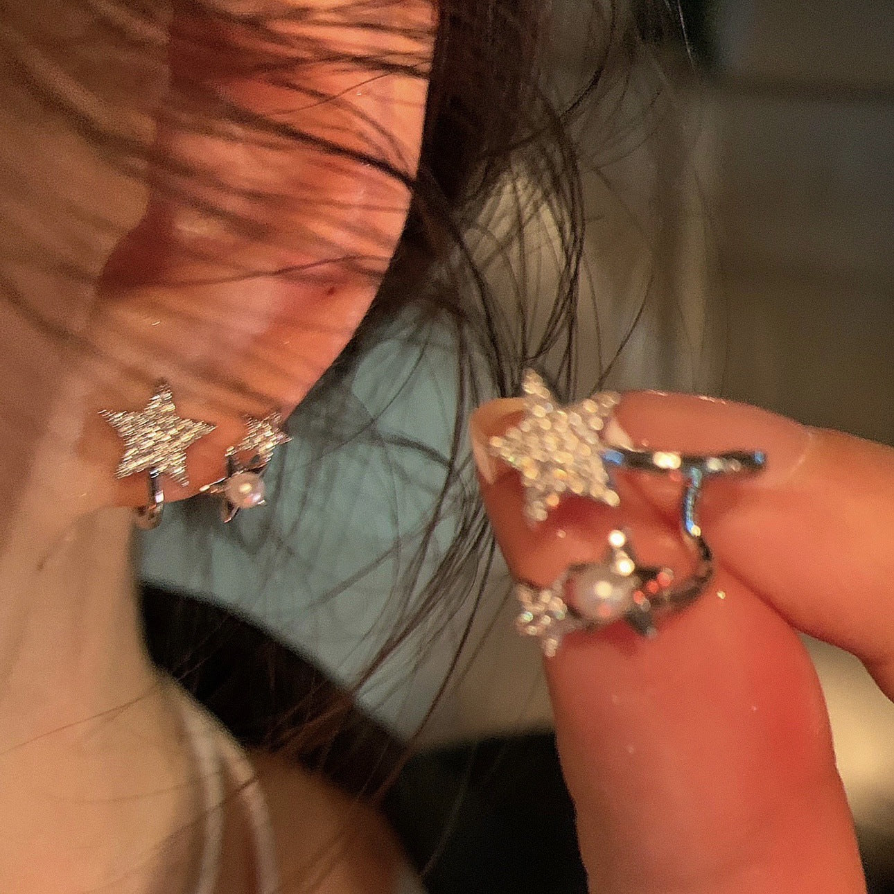 Women's Pearl Star Zircon For Trendy Design High-grade Earrings