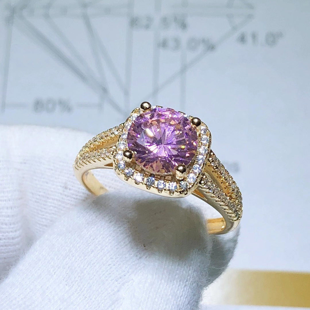 Tourmaline Colored Gems Full Diamond Open-end Rings
