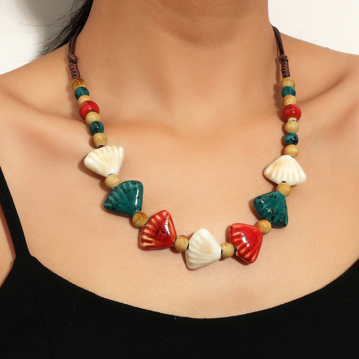 Fashion Beaded Ceramic Beads Bohemian Gravel Color Necklaces