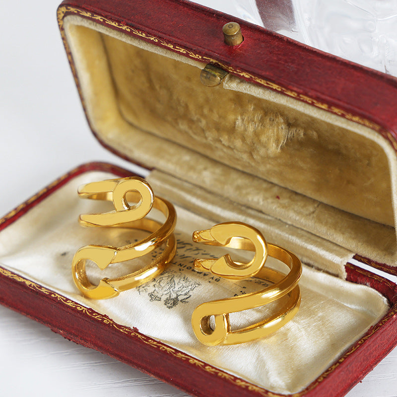 Women's Simple And Light Luxury Personality Titanium Steel Gold Plated Rings