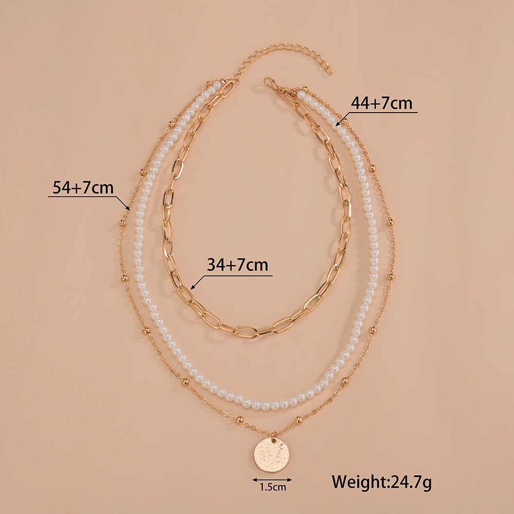 Exaggerated Personalized Clip Type Chain Pearl Necklaces