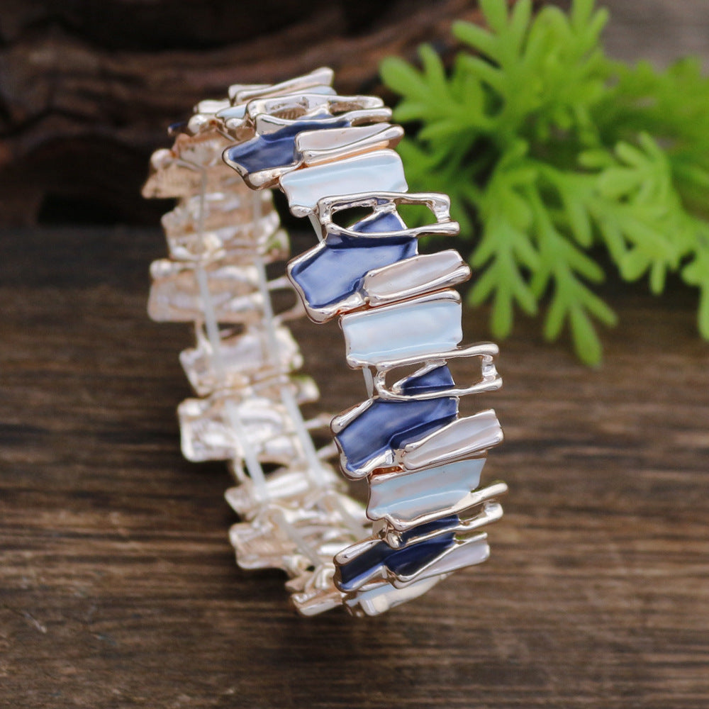 Women's Irregular Colorful Oil Alloy Handmade Painting Creative Geometric Bracelet