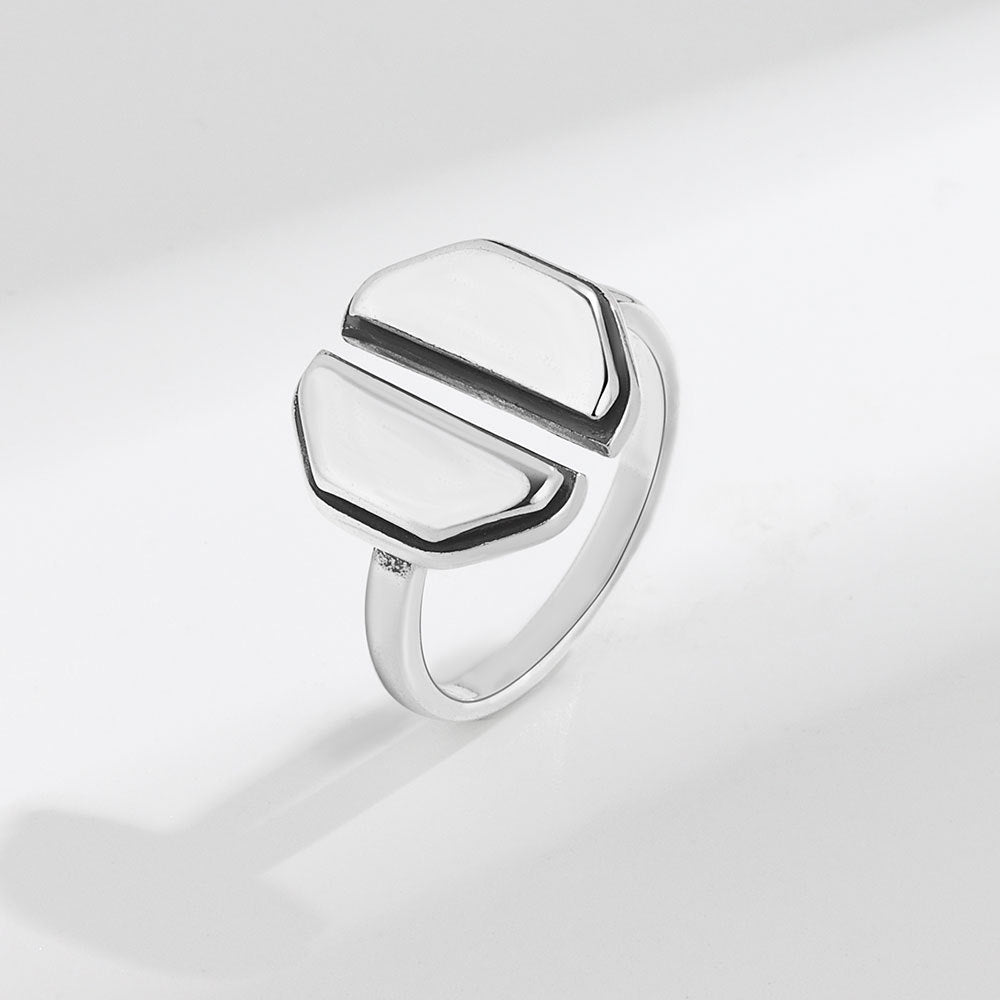 Achteckige geometrische Streifen weibliche offene personalisierte Ringe