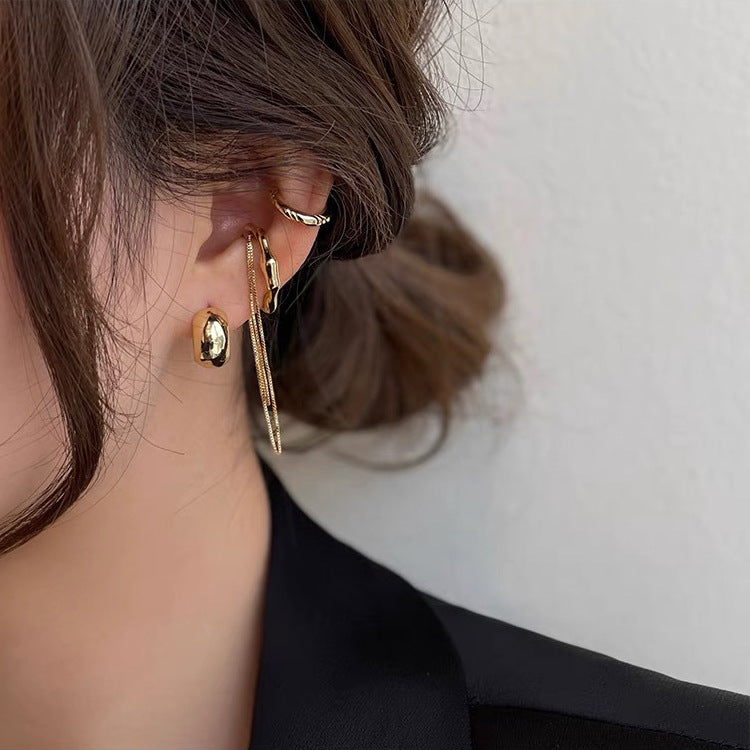 Women's Design Metal Chain Tassel Ear Clip Earrings