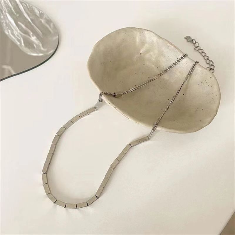 Women's Square Titanium Steel Unisex Personality Hip Hop Necklaces