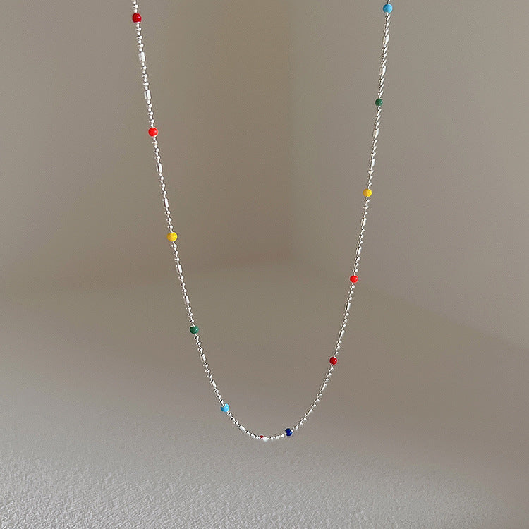 Colliers de perles rondes bonnet arc-en-ciel super féerique