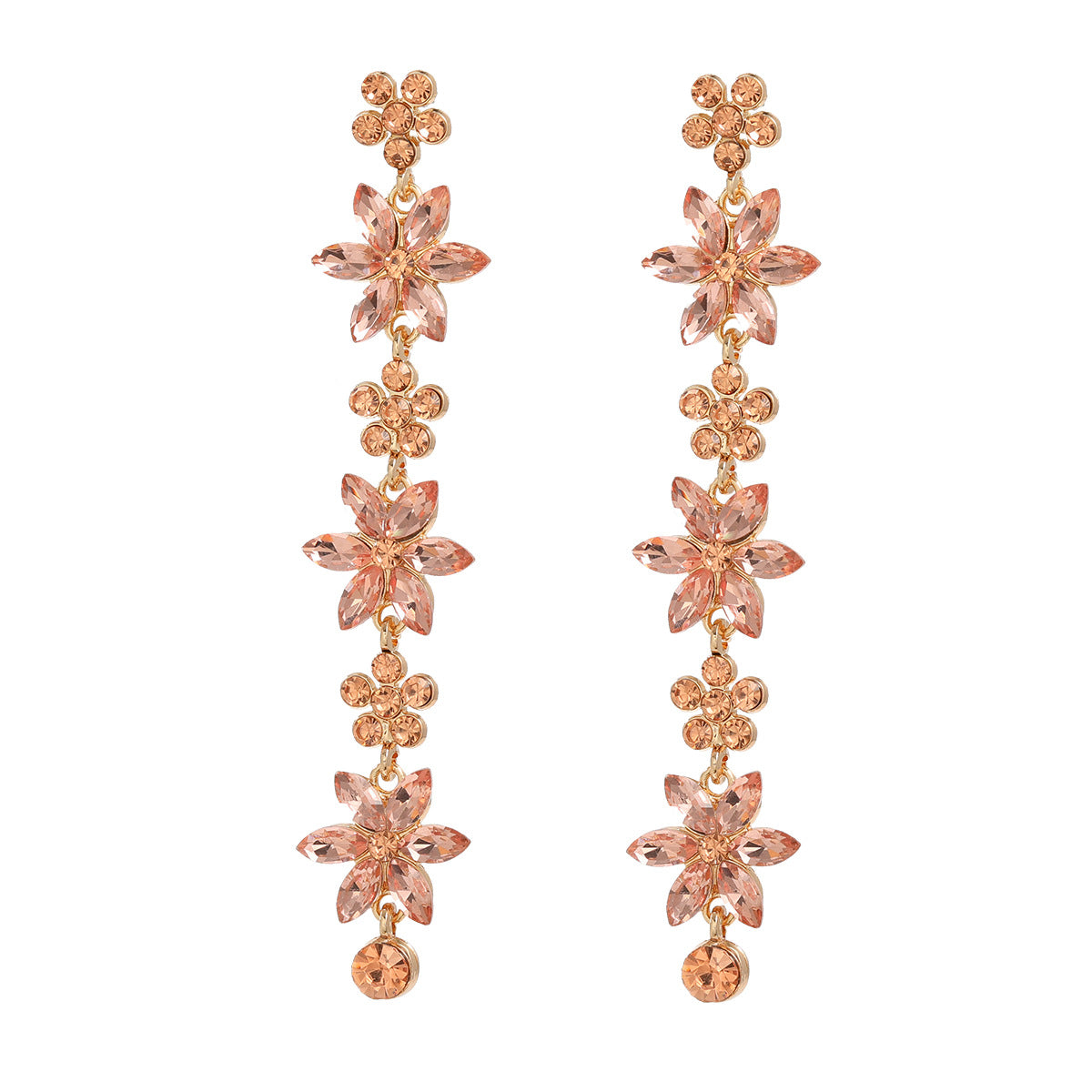 Women's Stylish Colored Diamond Flower Elegant Alloy Earrings