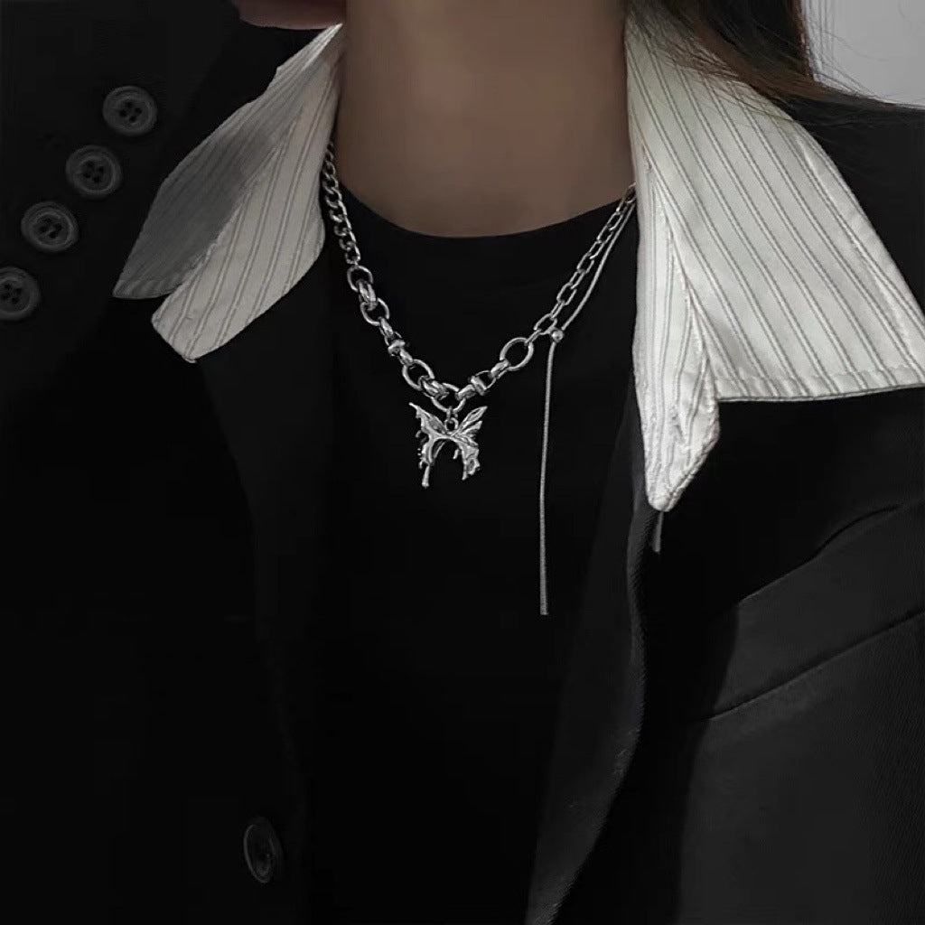Colliers tendance papillon pour femmes, couture en chaîne, clavicule