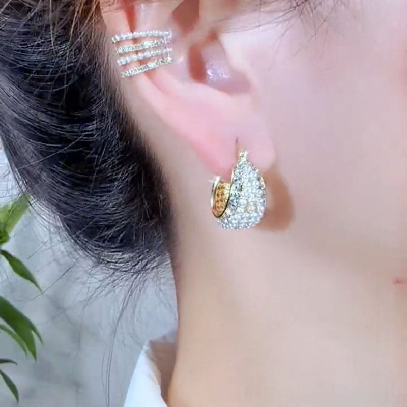 Women's Pearl Oval Eardrops Temperament Wild Design Earrings