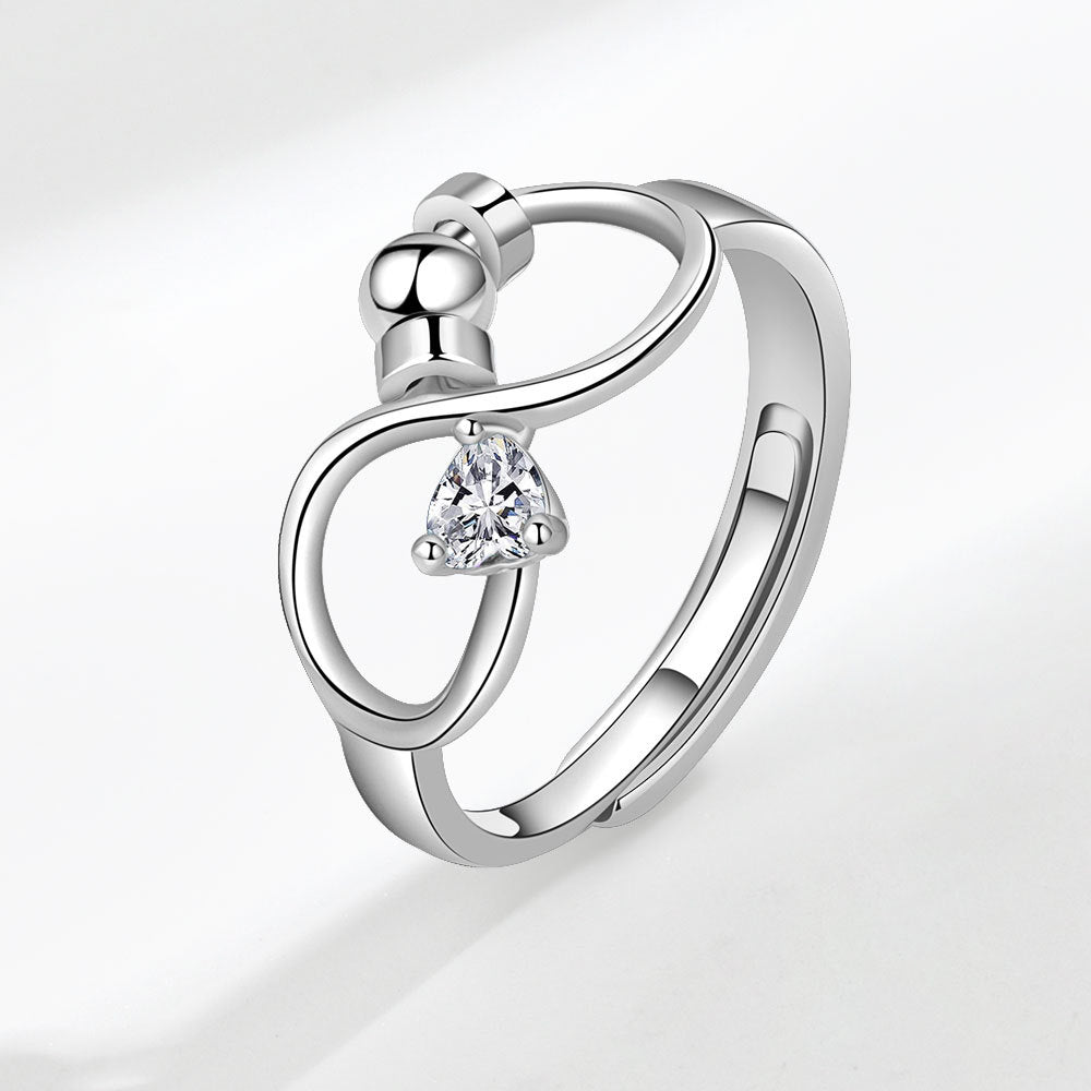 Birthstone Rotating Decompression Heart-shaped Infinite Couple Rings