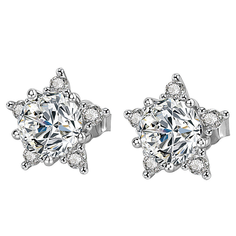 Damen-Ohrringe mit Stern-Zirkon, rosa Diamant und niedlichen gelben Ohrringen