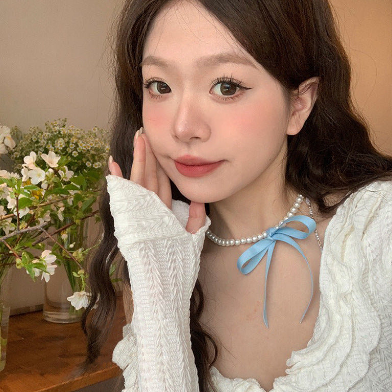 Colliers de clavicule avec nœud de princesse élégant Dopamine pour femme