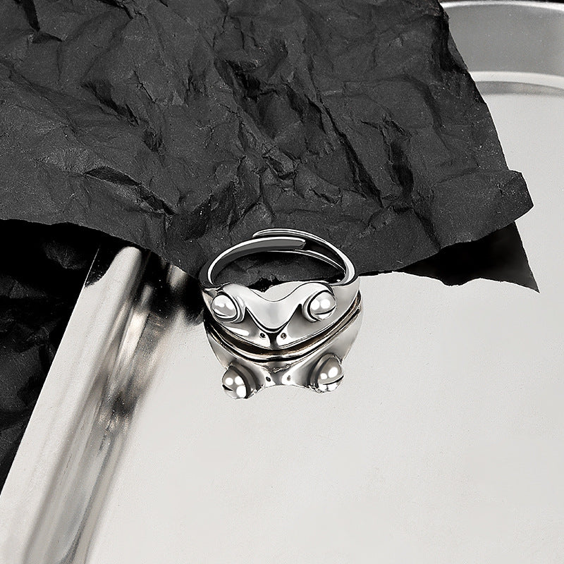 Frog Imitation Sier Alloy Carnelian Female Rings