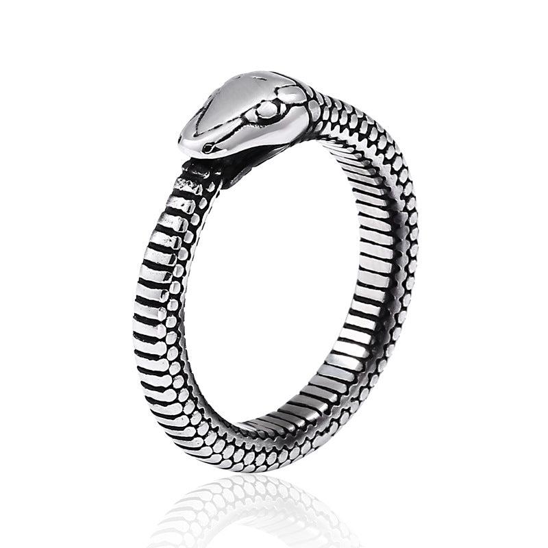 Men's Stainless Steel Rattlesnake Vintage Titanium Simple Rings