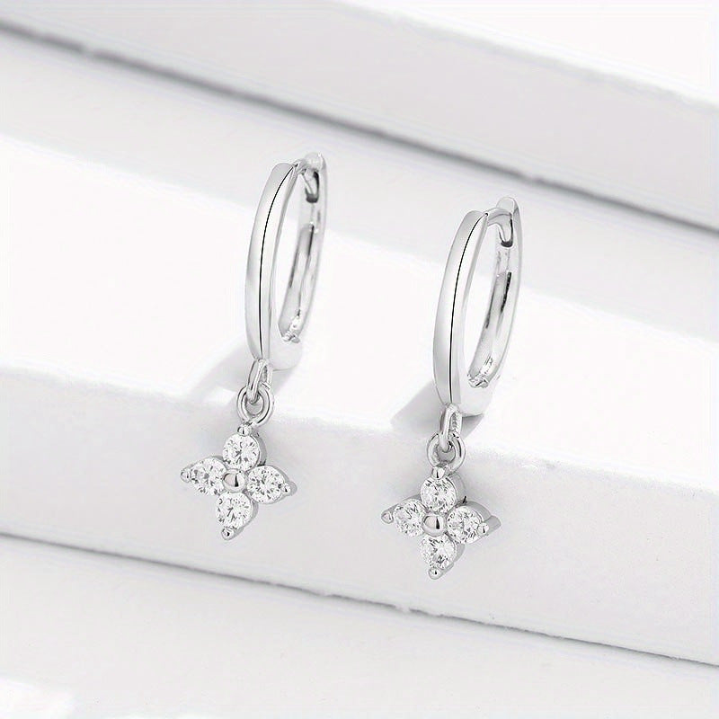 Trendy Four-leaf Flower Floral Sweet Ear Clip Earrings