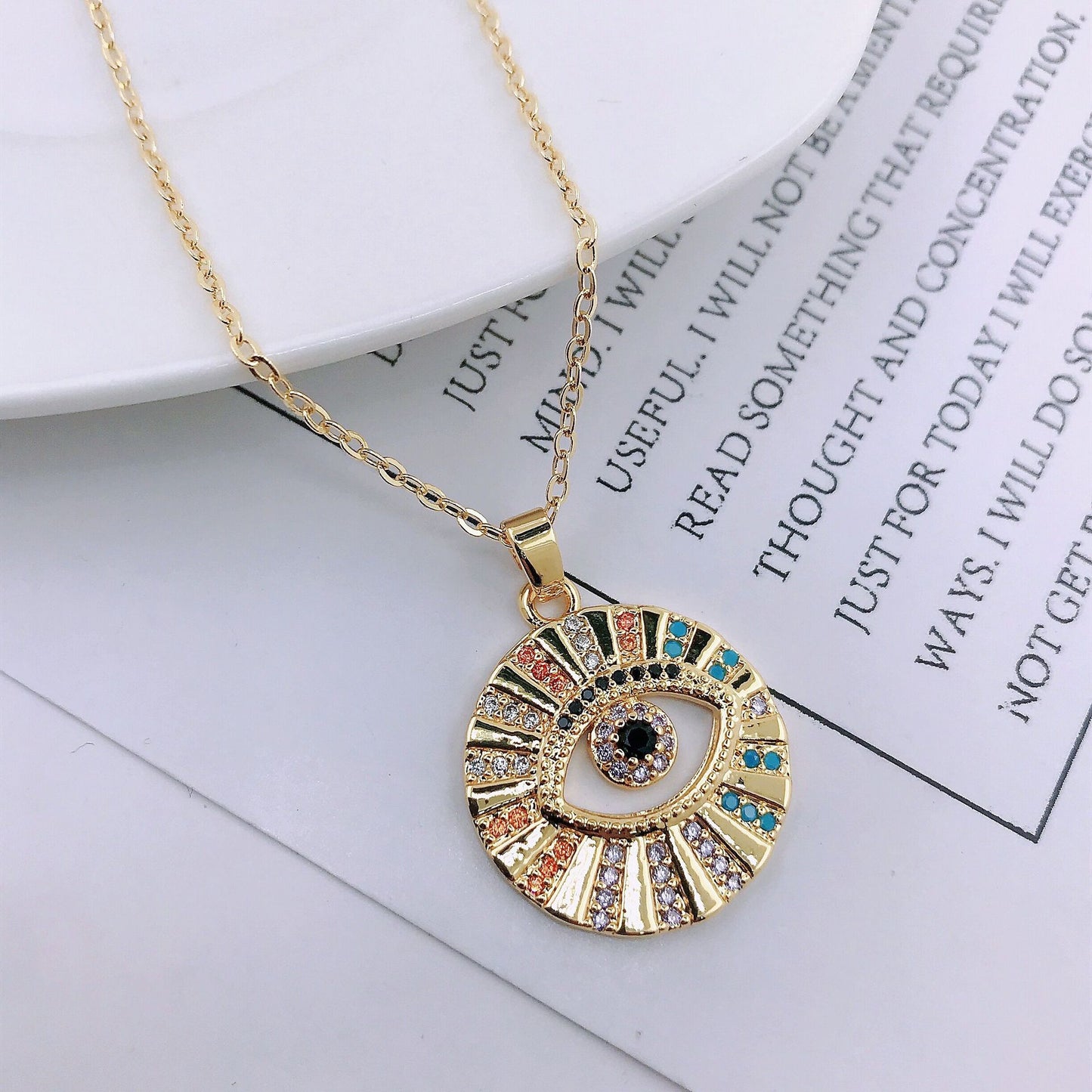 Accessoires de niche œil de Dieu, colliers en Zircon colorés