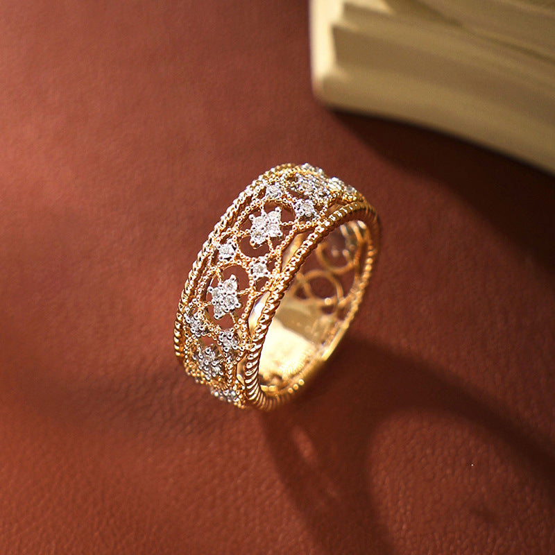 Carved Gold Vintage Court Style Hollow Pattern Rings