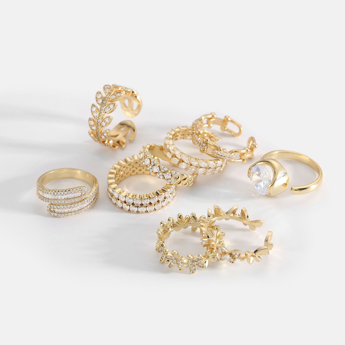 Women's Plated Trinket Brass Strip Zircon Jewelry Shiny Rings