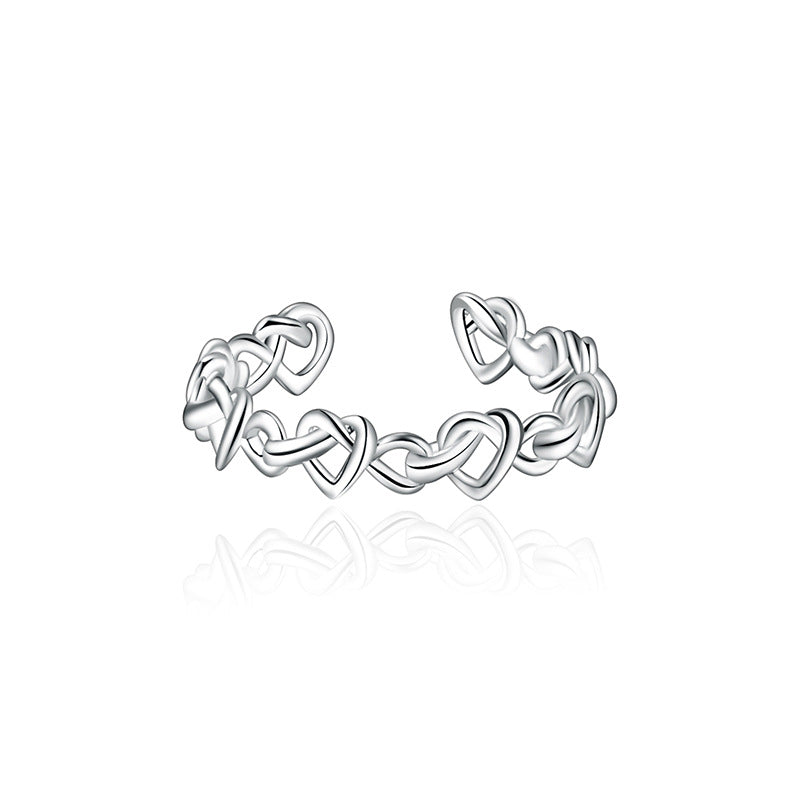 Women's Open Love Heart-shaped Interwoven Fresh Jewelry Rings